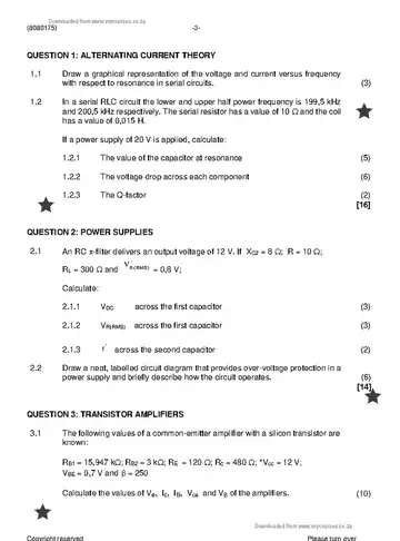 Industrial Electronics N5 November 2023: Electronics question paper, first page of questions