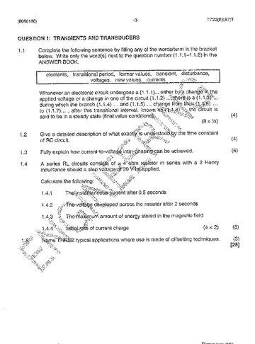 Industrial Electronics N6 April 2014: Electronics question paper, first page of questions