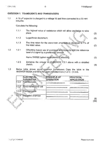 Industrial Electronics N6 August 2014: Electronics question paper, first page of questions