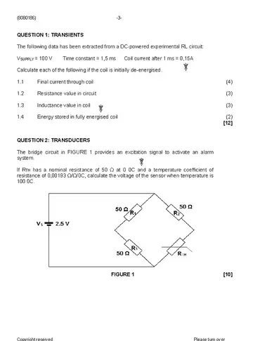 Industrial Electronics N6 April 2020: Electronics question paper, first page of questions