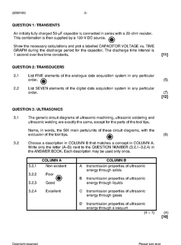 Industrial Electronics N6 August 2021: Electronics question paper, first page of questions