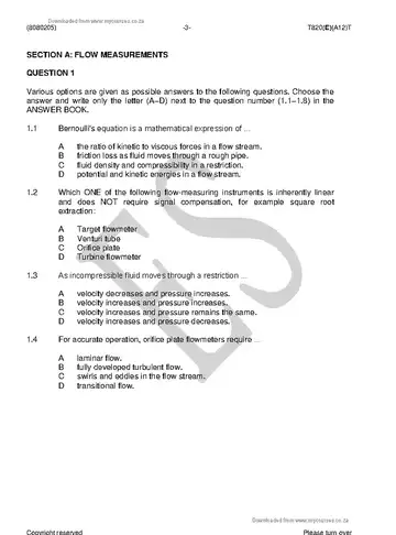Industrial Instruments N5 April 2018 question paper, first page of questions