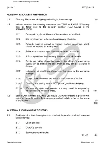Industrial Orientation N1 April 2018 question paper, first page of questions