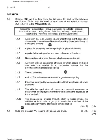 Industrial Orientation N1 November 2019 question paper, first page of questions