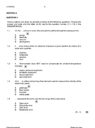Instrument Trade Theory N2 August 2021 question paper, first page of questions