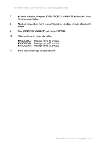 IsiXhosa Language Grade 12 Feb/March Supplementary 2017 Paper 2 (National DBE) question paper, first page of questions