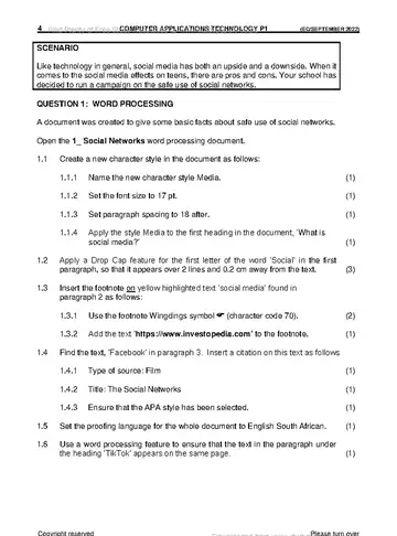 IsiXhosa Language Grade 12 September Trial 2022 Paper 1 question paper, first page of questions
