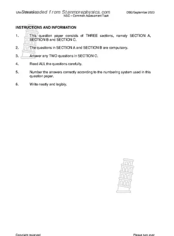 Life Orientation Grade 12 November 2023 (National DBE) question paper, first page of questions