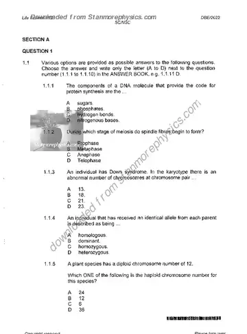 Life Sciences Grade 12 June 2022 Paper 2 (National DBE) question paper, first page of questions