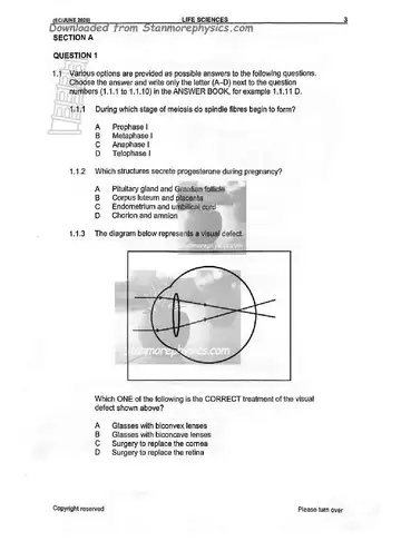 Life Sciences Grade 12 June 2026 (Eastern Cape) question paper, first page of questions