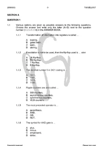 Logic Systems N2 August 2018 question paper, first page of questions