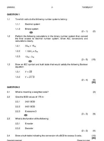 Logic Systems N2 April 2019 question paper, first page of questions