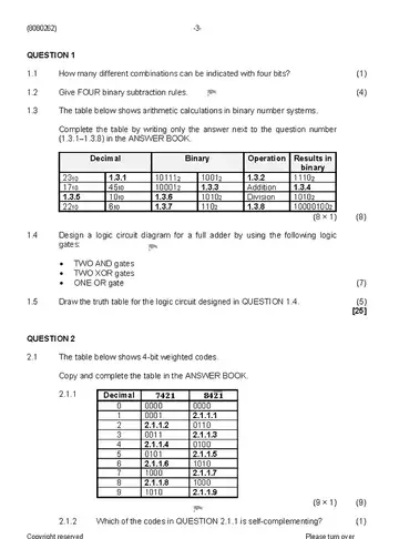 Logic Systems N2 August 2019 question paper, first page of questions