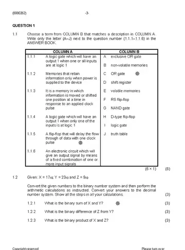 Logic Systems N2 April 2020 question paper, first page of questions