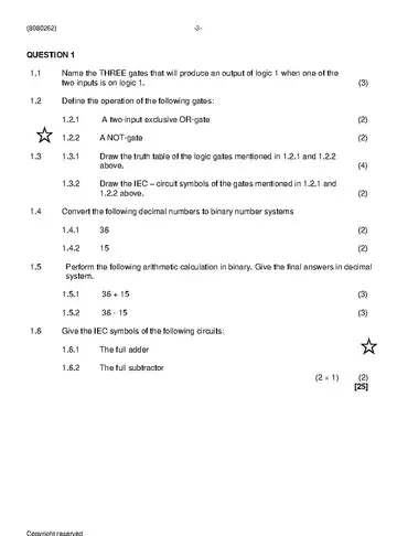 Logic Systems N2 November 2022 question paper, first page of questions