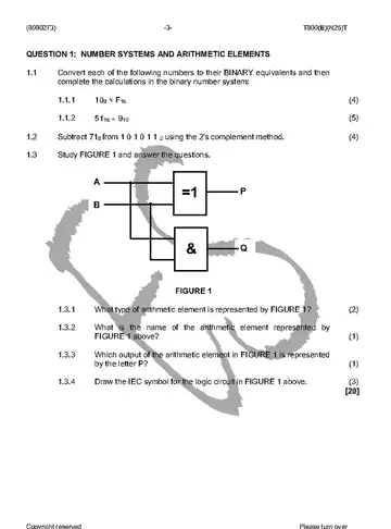 Logic Systems N3 November 2016 question paper, first page of questions