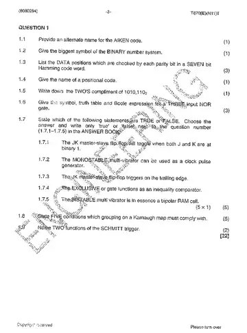 Logic Systems N4 November 2014 question paper, first page of questions