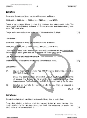 Logic Systems N5 November 2016 question paper, first page of questions