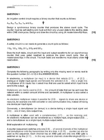 Logic Systems N5 April 2021 question paper, first page of questions