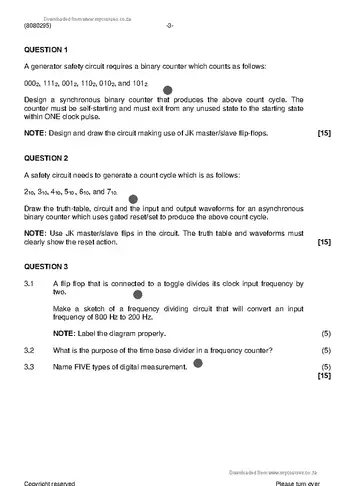 Logic Systems N5 August 2021 question paper, first page of questions