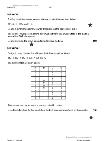 Logic Systems N5 December 2023 question paper, first page of questions
