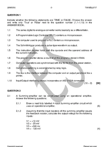 Logic Systems N6 August 2018 question paper, first page of questions