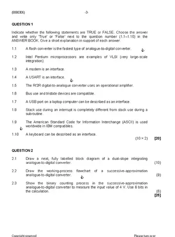 Logic Systems N6 August 2019 question paper, first page of questions