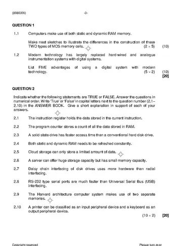 Logic Systems N6 August 2021 question paper, first page of questions