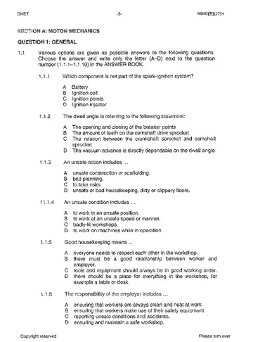 Maintenance Management Farming N4 June 2013 question paper, first page of questions