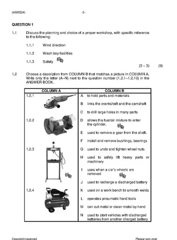 Maintenance Management Farming N4 November 2019 question paper, first page of questions