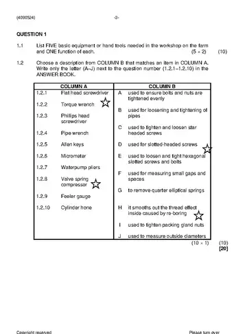 Maintenance Management Farming N4 November 2022 question paper, first page of questions