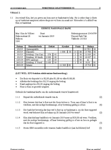 Mathematical Literacy Grade 10 November 2019 Paper 2 question paper, first page of questions