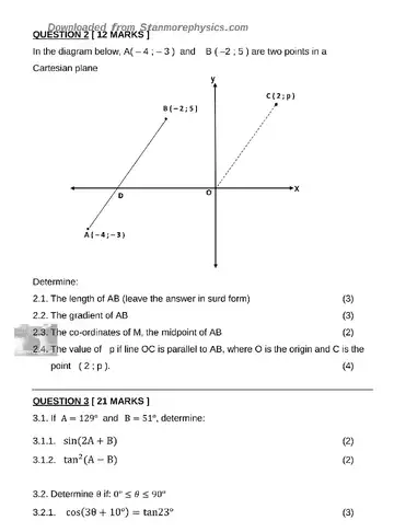 Mathematics Grade 10 November 2002 Paper 2 question paper, first page of questions