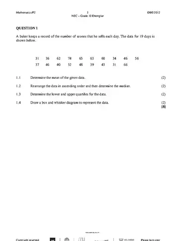 IEB Mathematics Grade 10 Exemplar 2012 Paper 2 (IEB) question paper, first page of questions