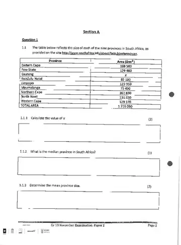 IEB Mathematics Grade 10 November 2013 Paper 2 (IEB) question paper, first page of questions