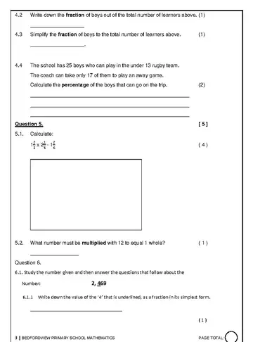 Mathematics Grade 7 June 2021 question paper, first page of questions