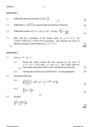 Mathematics N4 August 2019 question paper, first page of questions