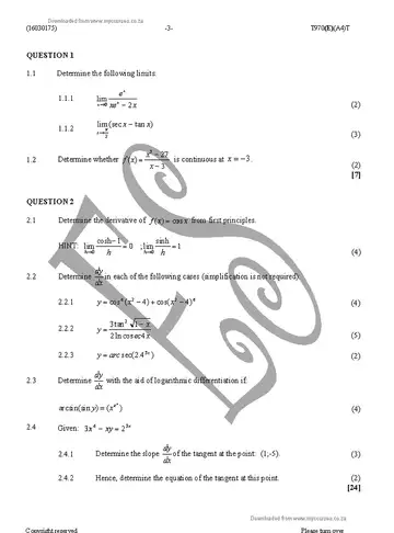 Mathematics N5 April 2016 question paper, first page of questions