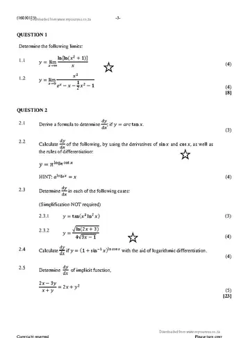 Mathematics N5 November 2022 question paper, first page of questions