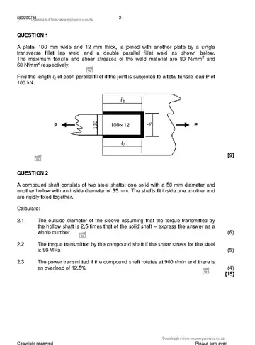 Mechanical Drawing and Design N5 April 2019 question paper, first page of questions