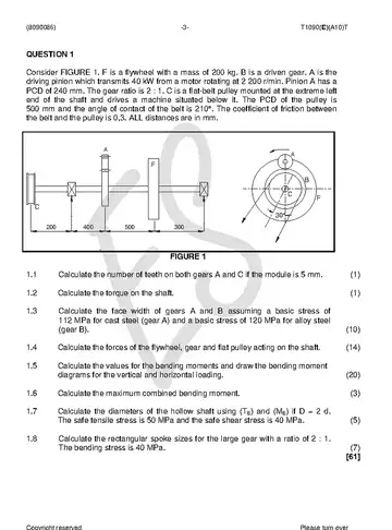Mechanical Drawing and Design N6 April 2018 question paper, first page of questions