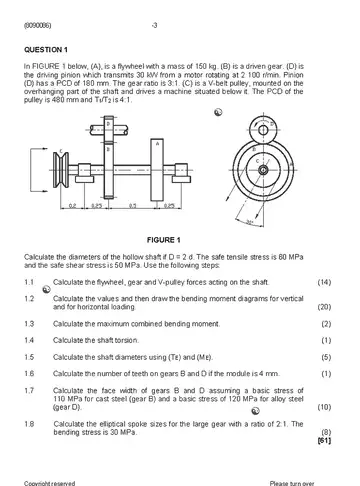 Mechanical Drawing and Design N6 August 2019 question paper, first page of questions