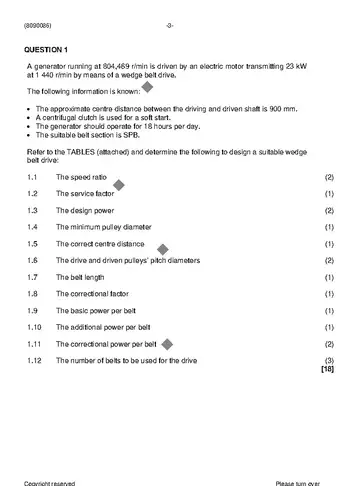 Mechanical Drawing and Design N6 August 2021 question paper, first page of questions