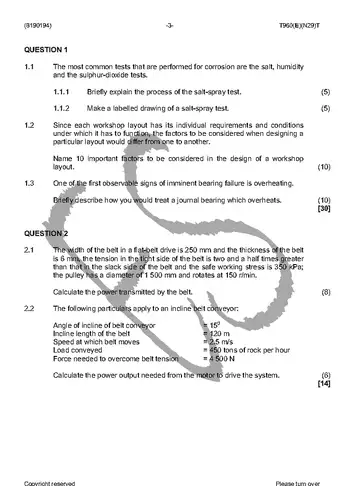Mechanotechnics N4 November 2016 question paper, first page of questions