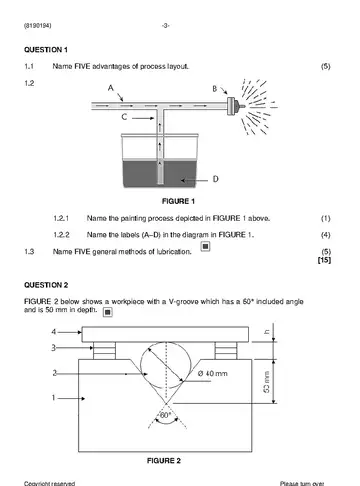 Mechanotechnics N4 August 2021 question paper, first page of questions