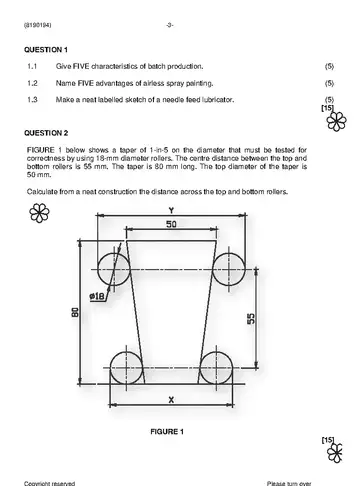 Mechanotechnics N4 November 2023 question paper, first page of questions