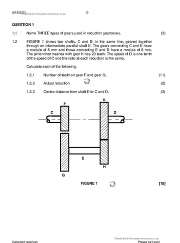 Mechanotechnics N5 April 2021 question paper, first page of questions