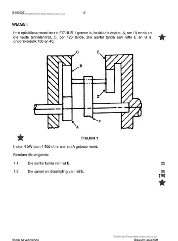 Mechanotechnics N5 November 2022 question paper, first page of questions