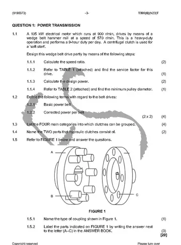 Mechanotechnology N3 November 2016 question paper, first page of questions