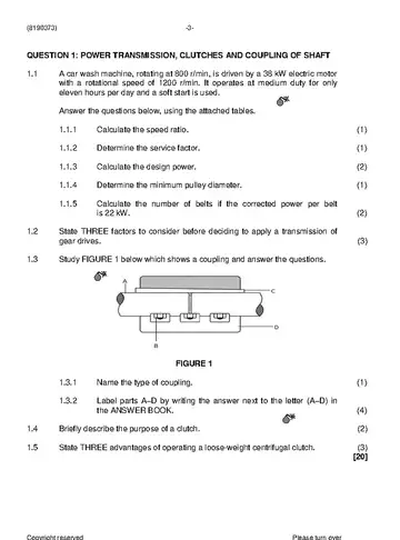 Mechanotechnology N3 April 2019 question paper, first page of questions